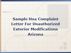 Sample Hoa Complaint: Unauthorized Exterior Modifications