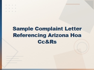 Sample Hoa Complaint Letter for Arizona Cc&r Violations