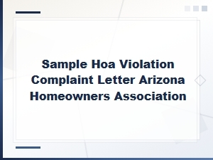 Arizona Hoa Violation Complaint Letter Sample
