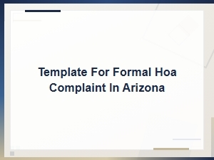 Formal Hoa Complaint Template for Arizona Residents