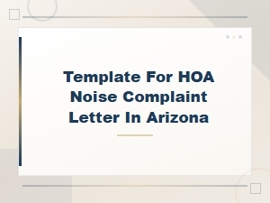 Arizona Hoa Noise Complaint Letter Template